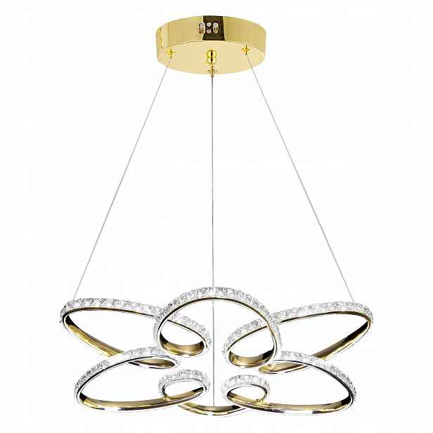Závěsná Led lampa zlatá křišťálová glamour velká květina hvězda elegantní