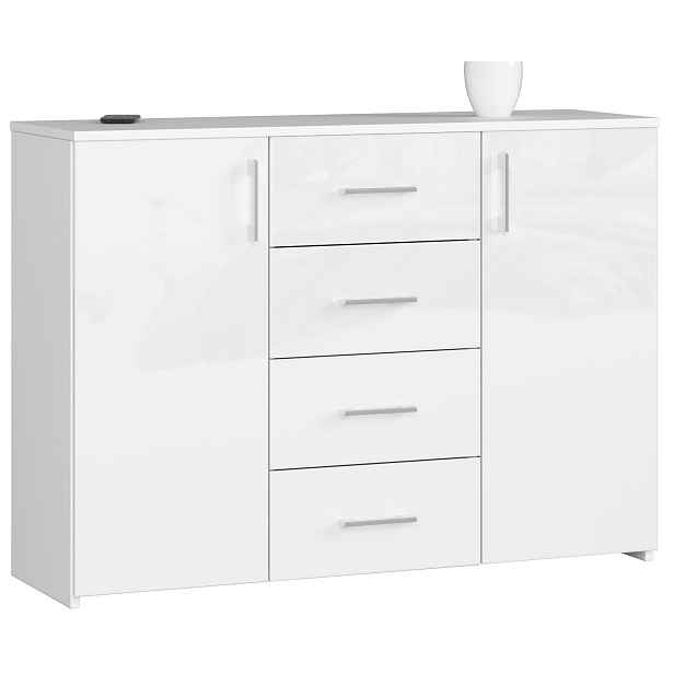 Ak furniture Komoda Torvi K 110 cm bílá lesklá