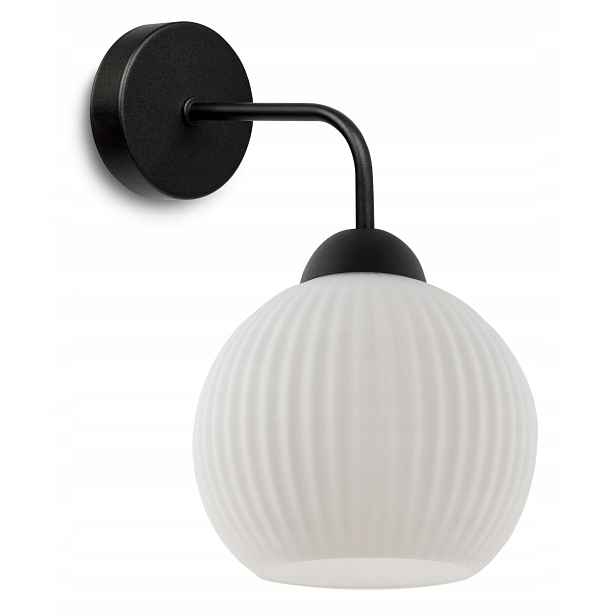 Nástěnná Lampa, Bílá Skleněná, Rýhovaná Koule Do Obývacího Pokoje, Ložnice, 14 CM