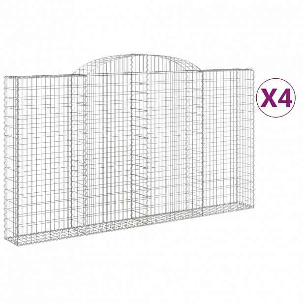 vidaXL Klenuté gabionové koše 4 ks 300x30x160/180cm pozinkované železo