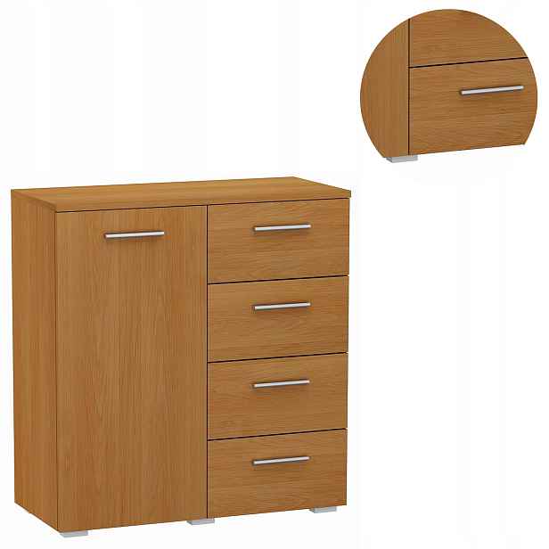 Komoda Helena 80 cm 1D4S Olše malá šatní skříň na oblečení hračky