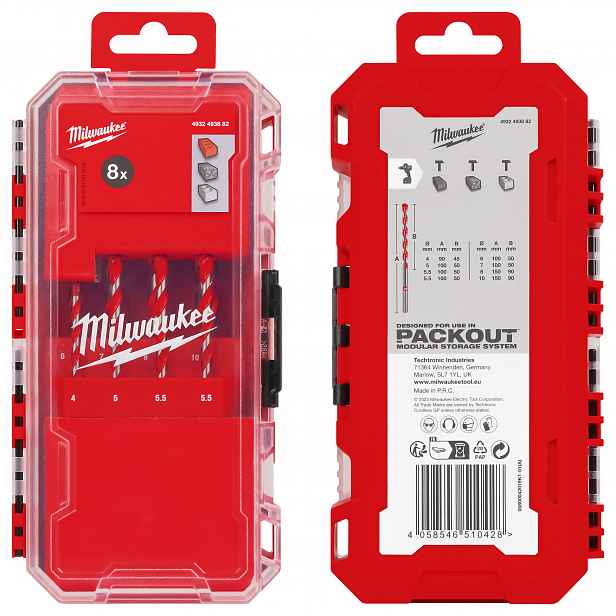 Sada vrtáků do betonu 4-12 mm 8 dílů Milwaukee válcové Premium