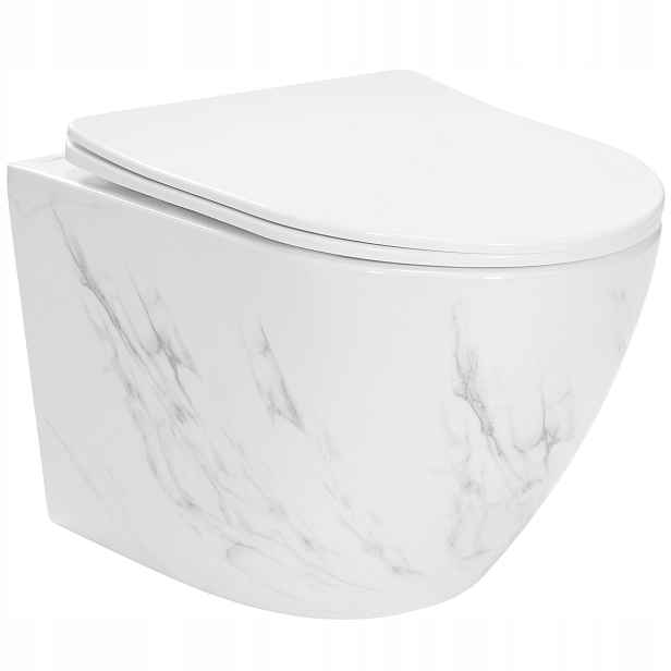 Závěsná Wc Mísa Bílá Imitující Mramor Rea Carlos Nature Marble