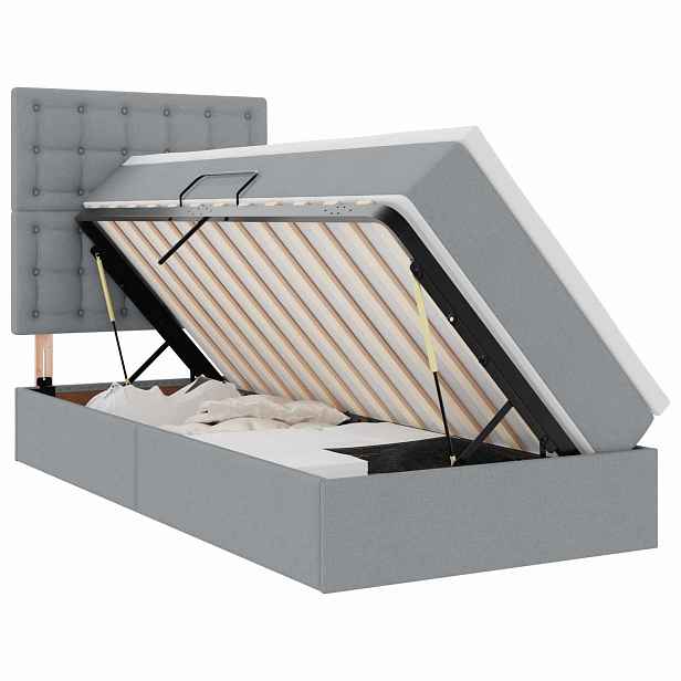 vidaXL Postel s úložným prostorem a matrací Světle šedá 90 x 200 cm
