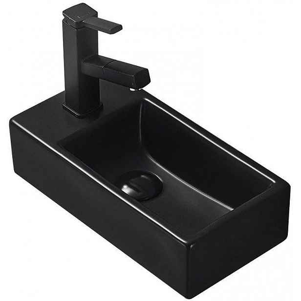 MEXEN - Inez umyvadlo na desku pravé 41x21 cm černá matná 21484085R