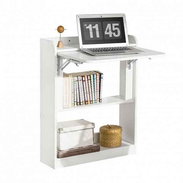 SoBuy POČÍTAČOVÝ STŮL s 1 dveřmi Bílá 61x37x82cm Minimalistický