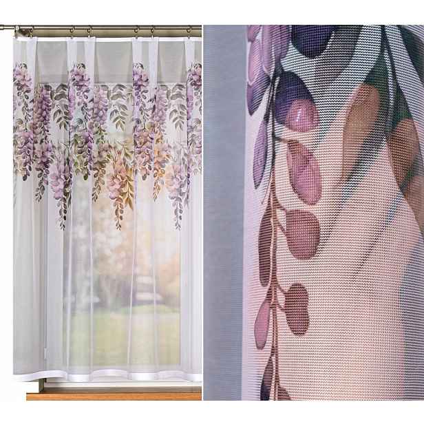 Wisteria hotová záclona, tištěná, vel 300 x 170 cm (s lemováním)