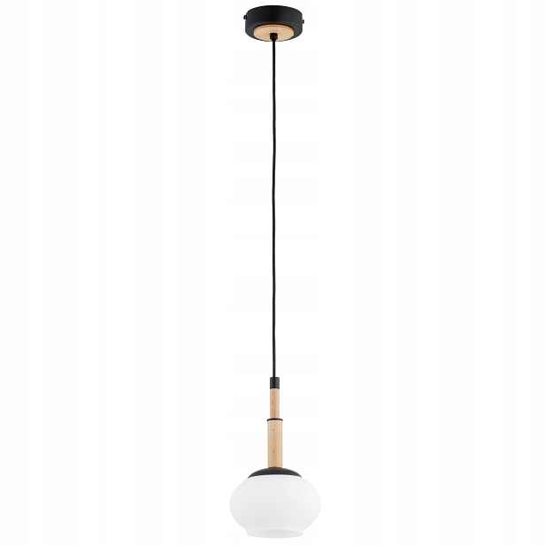 Alfa Ceres závěsná lampa černobílá dřevo 1xE14 10W