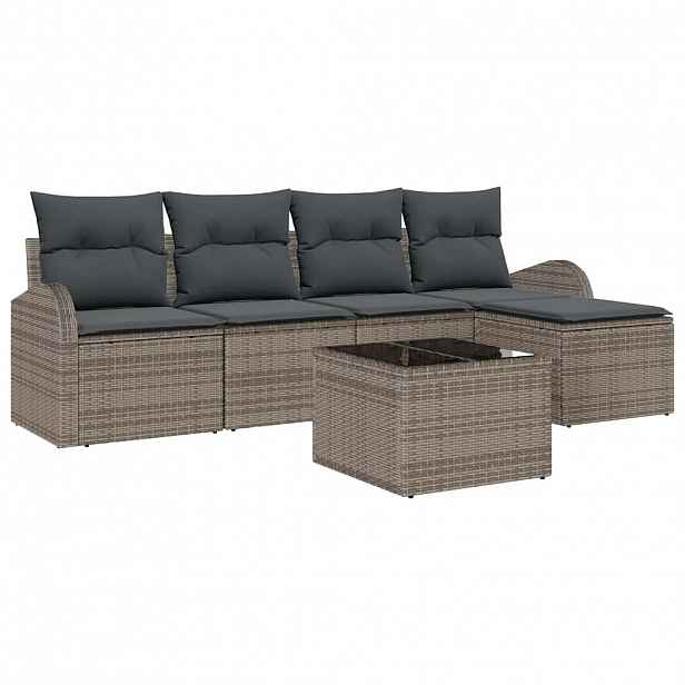 vidaXL Set pohovek 6 ks Šedá polyratan