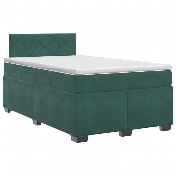 vidaXL Postel boxspring s matrací Tmavě zelená 120 x 190 cm Samet