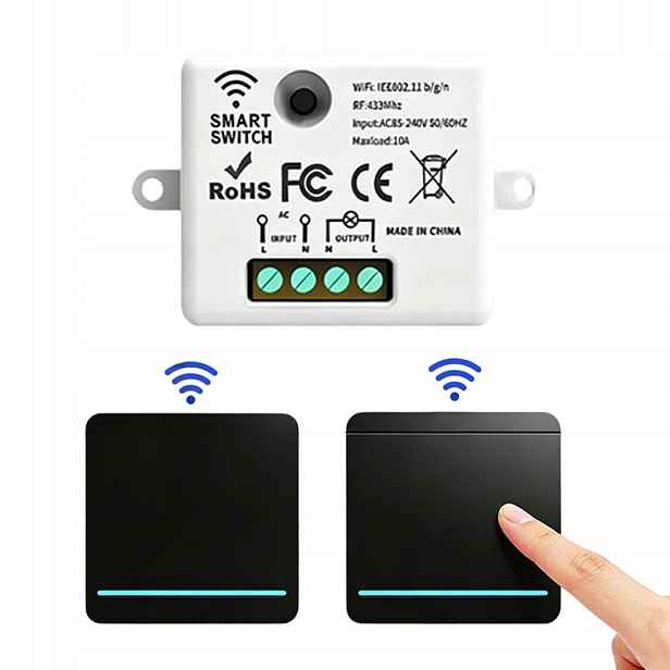 2x Bezdrátový vypínač světla s 1 rádiovým přijímačem