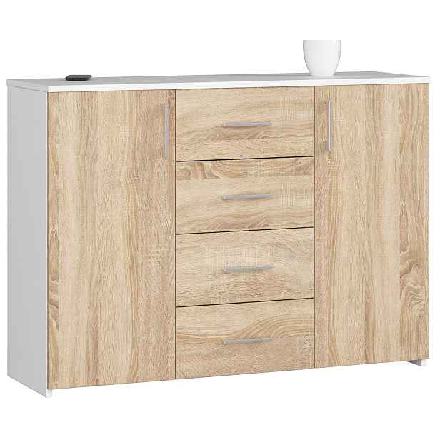 Ak furniture Komoda Torvi K 110 cm bílá/dub sonoma