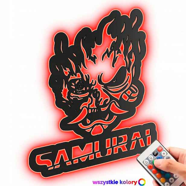 Logo Cyberpunk Samurai Dřevěný 3D obraz Noční Lampa Led dálkové ovládání