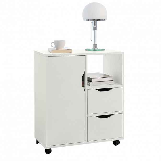 SoBuy KANCELÁŘSKÝ NÁBYTEK se 2 zásuvkami Bílá 60x35x70cm Minimalistický