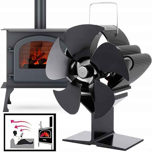Termoelektrický Krbový Ventilátor Napájený Teplem, 5-LOPATKOVÝ Ventilátor