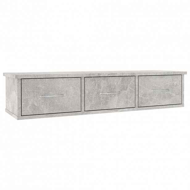 vidaXL Nástěnná police se zásuvkami šedá 88x26x18,5cm kompozitní dřevo