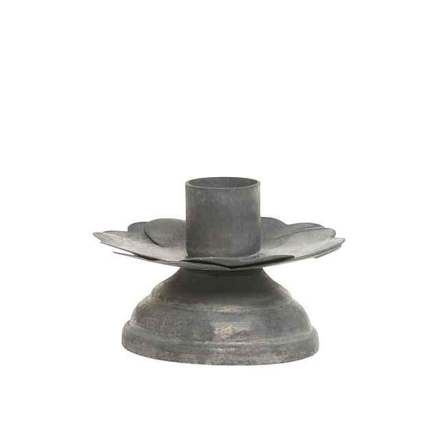 Zinkový antik kovový svícen na úzkou svíčku Flower - 7*11*4 cm Chic Antique