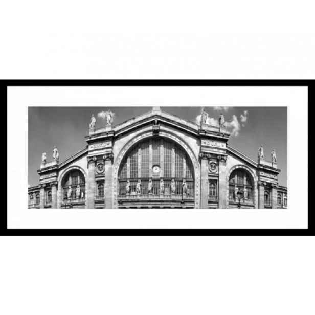 Rámovaný obraz Gare du Nord 80x40 cm, černobílý