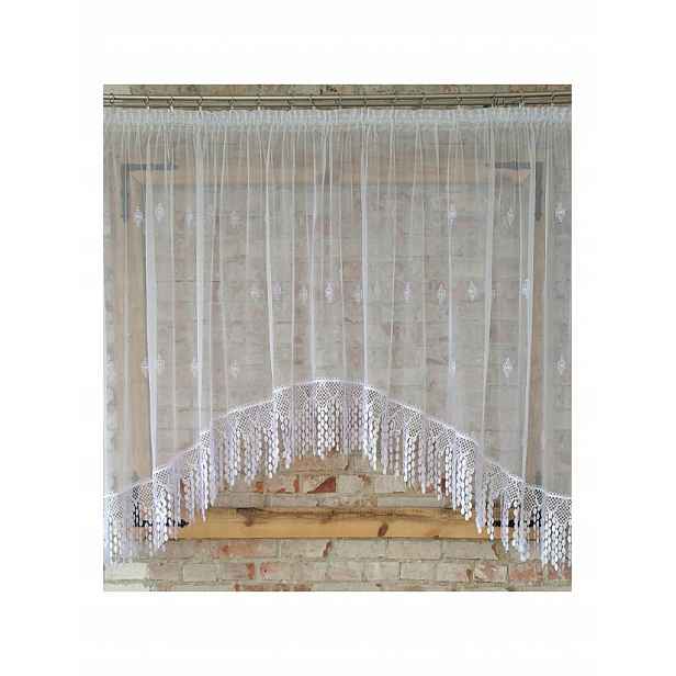 Hotová záclona 300x140, grek-ornamencik, oblouk, guipure 30 cm