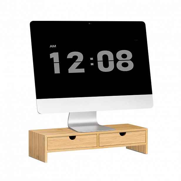 SoBuy STOJAN NA MONITOR se dvěma zásuvkami Bambus 47x18x11cm Minimalistický