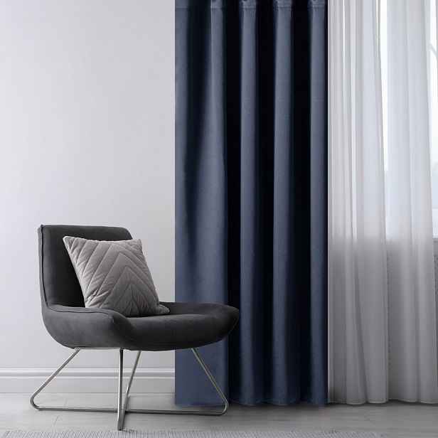 Závěs AmeliaHome Blackout Oxford Pleat indigo, 140x245 cm, 1 ks