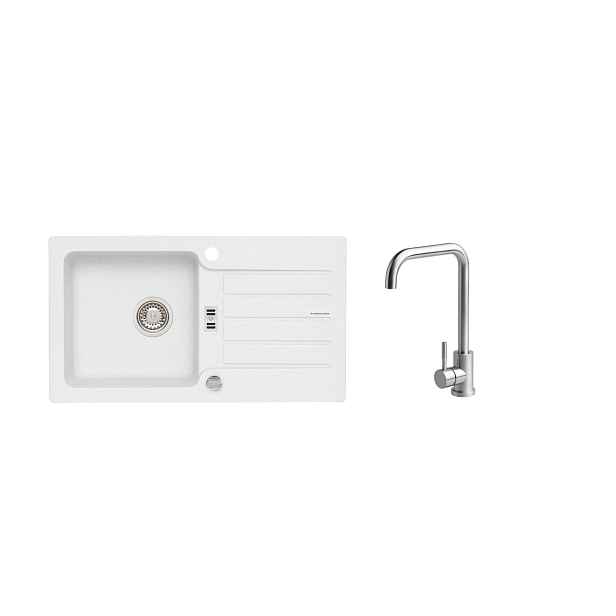 Alveus SET ALVEUS NIAGARA 30/11 + BATERIE Angel - granitový bílý dřez 775 x 430 mm v setu s baterií