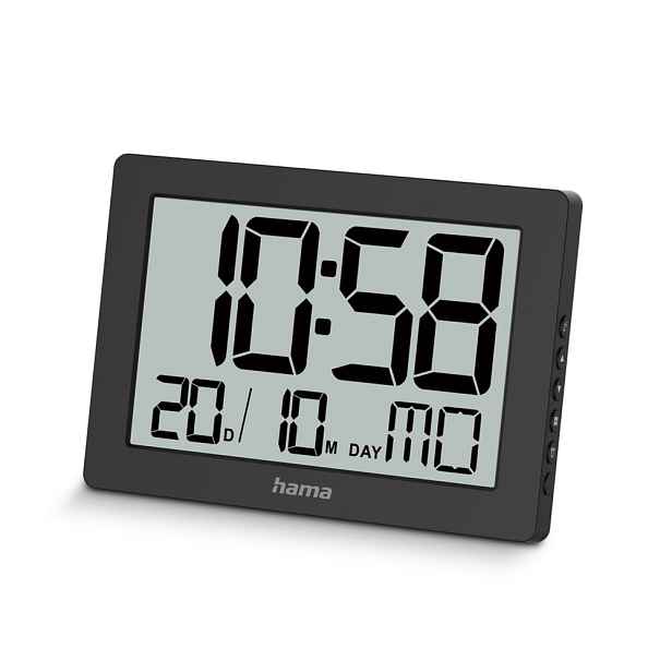 Hama Ko Tao, digitální nástěnné hodiny, datum, den v týdnu, budík, černé