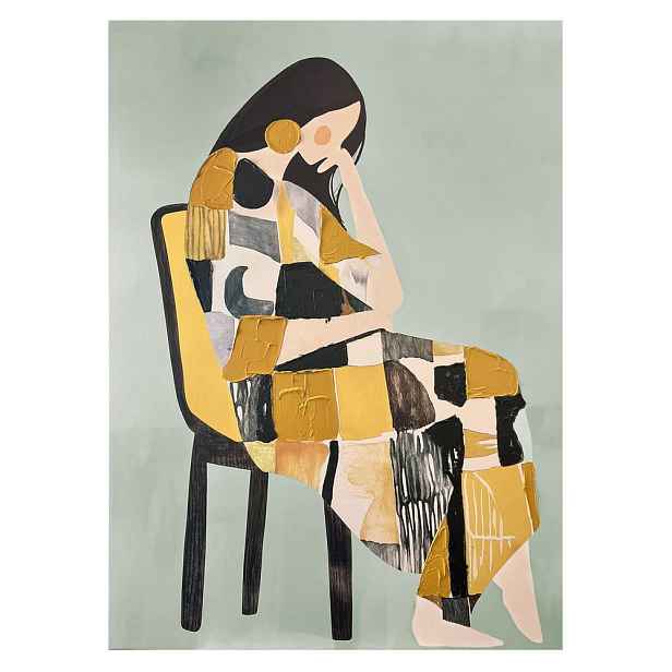 Obraz s ručně malovanými prvky na plátně 70x100 cm Penelope – Styler