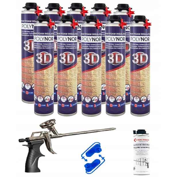 Pur Sprchová Pěna Polynor 3D Sada 10 x 850 ml s pistolí