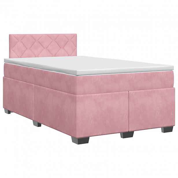 vidaXL Postel boxspring s matrací s čelo Růžová 120 x 190 cm Samet
