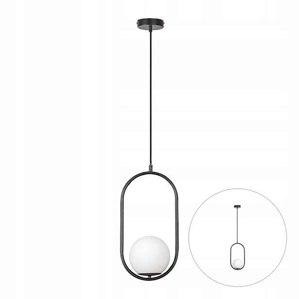 Závěsná lampa Černá Skleněná Stínidlo 15cm E27 20W Moderní Ghita Rabalux