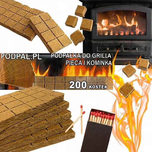 36 x 200 ks kostek Rozpalovač Velký Podpalovač Na Krbová Kamna Grilovací Výkonný