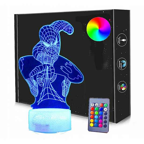 3D lampička noční Led Usb dálkové ovládání Míč Spider-Man