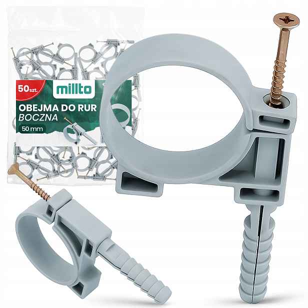50 x Objímka Trubek Pp 50 mm Boční Držák Trubky Jednotlivá hmoždinka Upevnění Qn-m