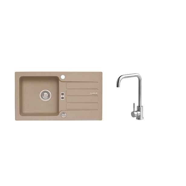 Alveus SET ALVEUS NIAGARA 30/55 + BATERIE Angel -  granitový béžový dřez 775 x 430 mm v setu s baterií