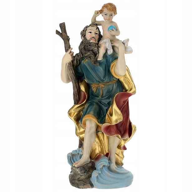 Figurka sv. Kryštofa, mučedníka – Patron Řidičů/cestovatelů – výška 20,3 cm