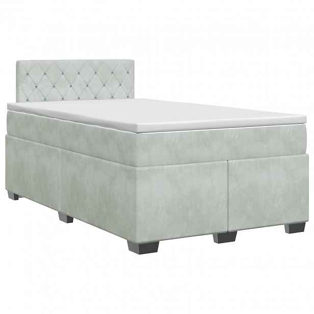 vidaXL Postel boxspring s matrací Světle šedá 120 x 200 cm Samet