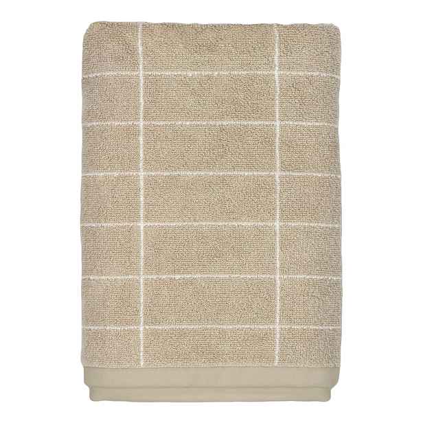 Béžový bavlněný ručník 50x100 cm Tile Stone – Mette Ditmer Denmark