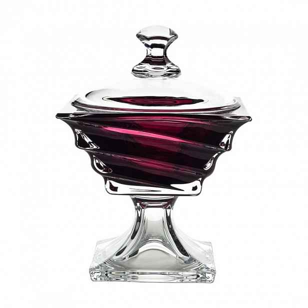 Bohemia Casablanca Burgundy – křišťálová bombonie s víkem, 24,5 cm