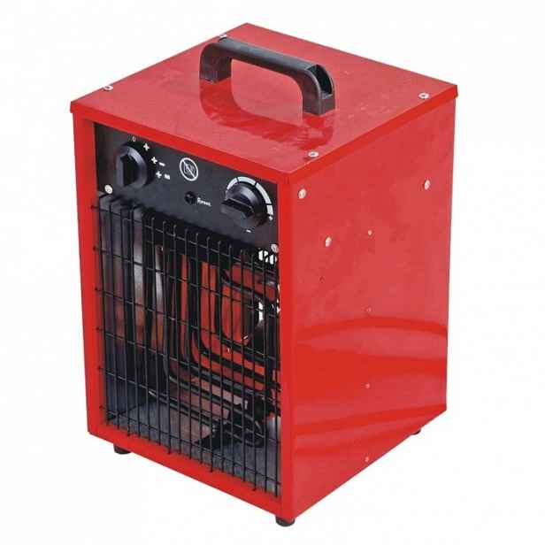 Elektrický ohřívač 2 kW do 20 m2 s vestavěným termostatem IP44, červený
