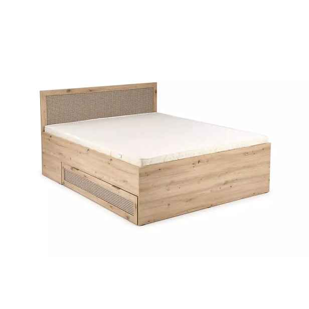 HALMAR Dvoulůžková postel Borneo K 160x200 s šuplíky dub artisan/černá