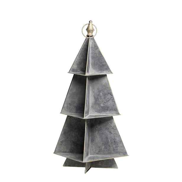Šedý antik kovový vánoční stromek – 25*25*67 cm Chic Antique
