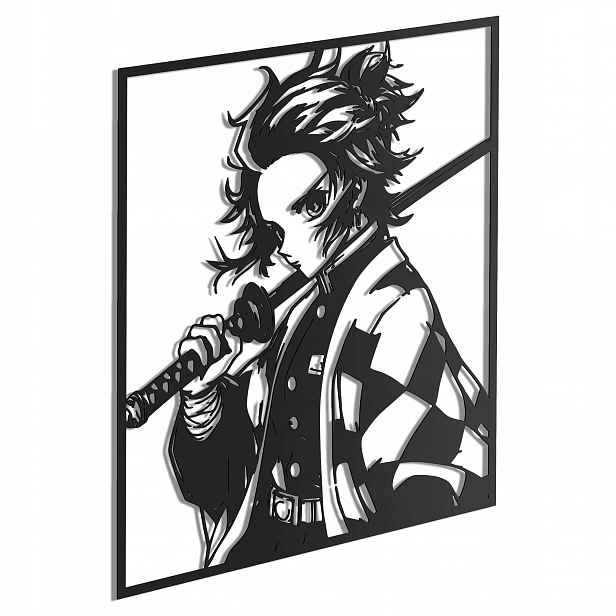Tanjiro Kamado Dřevěný obraz Anime Demon Slayer Meč zabijáka démonů