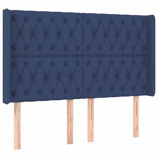 vidaXL Čelo postele typu ušák modré 163x16x118/128 cm textil