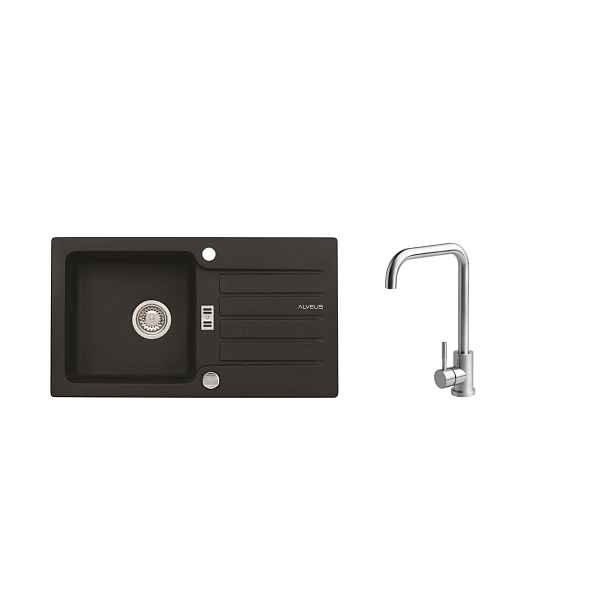 Alveus SET ALVEUS NIAGARA 30/91 + BATERIE Angel - granitový černý dřez 775 x 430 mm v setu s baterií