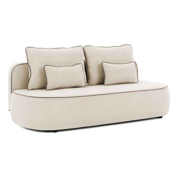 Béžová/taupe sametová rozkládací/s úložným prostorem pohovka 210 cm Saga – Ropez
