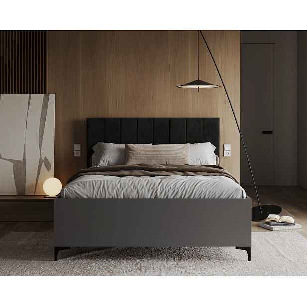 FDM Postel Sierra se zvedacím roštem Trinity černá/šedá, velikost 160x200