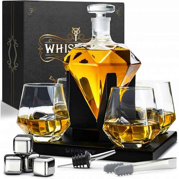 Sada karafa Diamond na whisky 1000 ml 4 Sklenice 4 kameny dárková