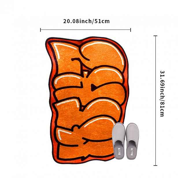 TEMU Sametová 850g/m² Super Horká Hip Hop Oranžová Značka Třpytivá Podložka, Pohodlná Pratelná Koberec do Ložnice, K Posteli, Obývacího Pokoje,
