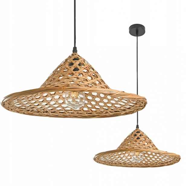 Závěsná bambusová lampa ve stylu Boho Braga Krbobacz Kobi obývací pokoj jídelna